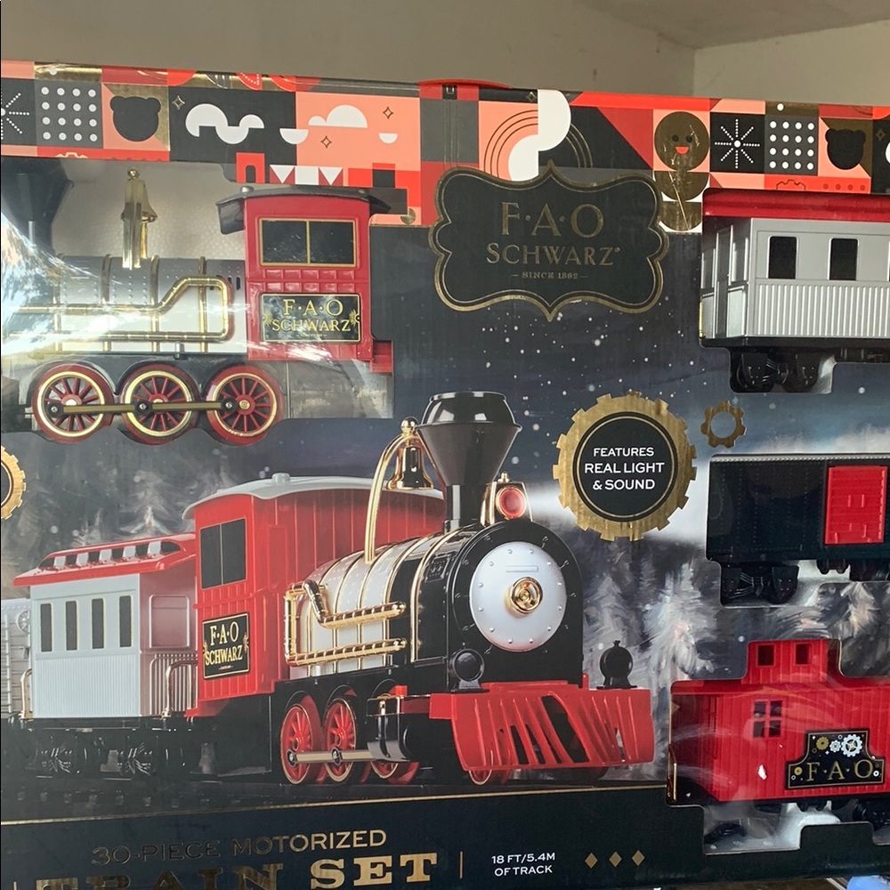 FAO Schwarz Red and Black Train-Themed Party Supplies